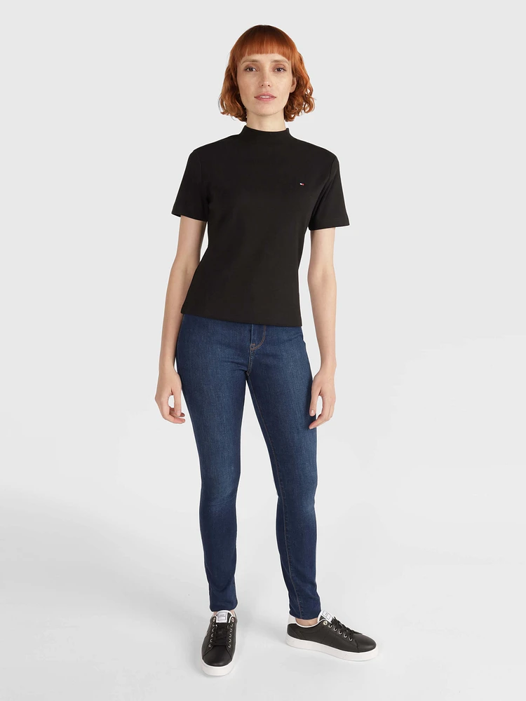 Playera con cuello perkins y corte cropped de mujer Tommy Hilfiger