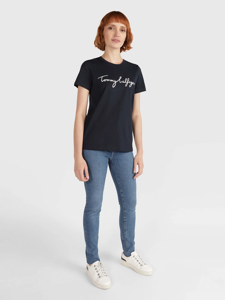 Playera de cuello redondo con logo mujer Tommy Hilfiger