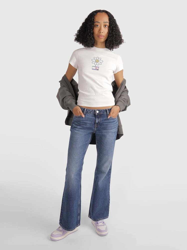 Jeans sophie low flare con acabado deslavado de mujer Tommy