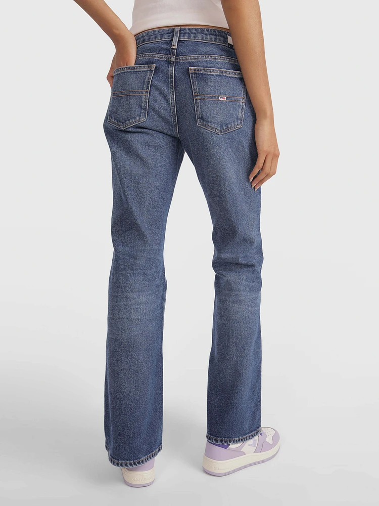 Jeans sophie low flare con acabado deslavado de mujer Tommy