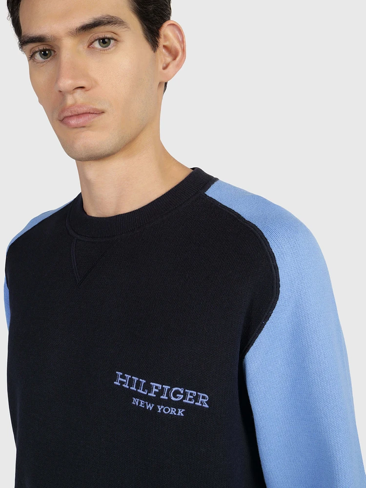 Suéter color block con monotipo Hilfiger de hombre Tommy