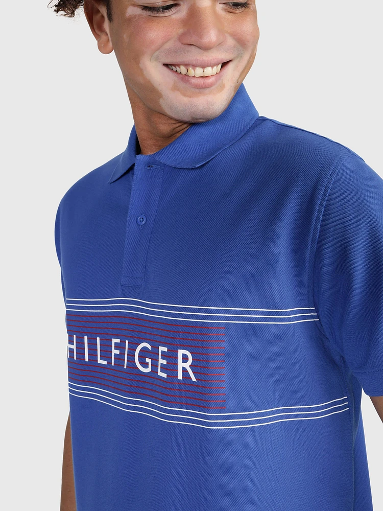 Polo Tommy Hilfiger con franjas contrastantes de hombre