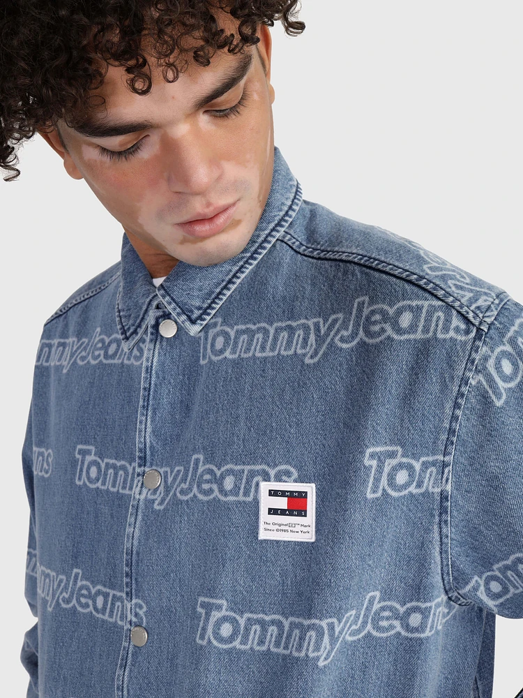 Chamarra Tommy Jeans con logo deslavado de hombre