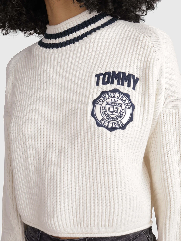 Suéter con escudo bordado de mujer Tommy Jeans