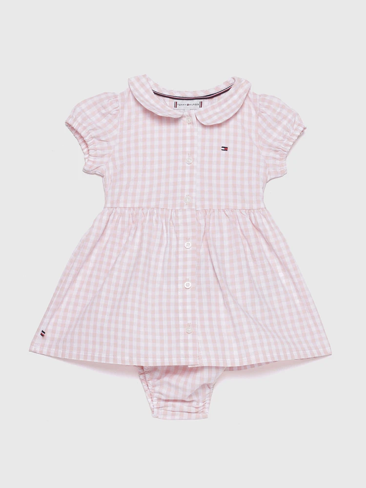 Conjunto de vestido y panties cuadros niños unisex Tommy Hilfiger