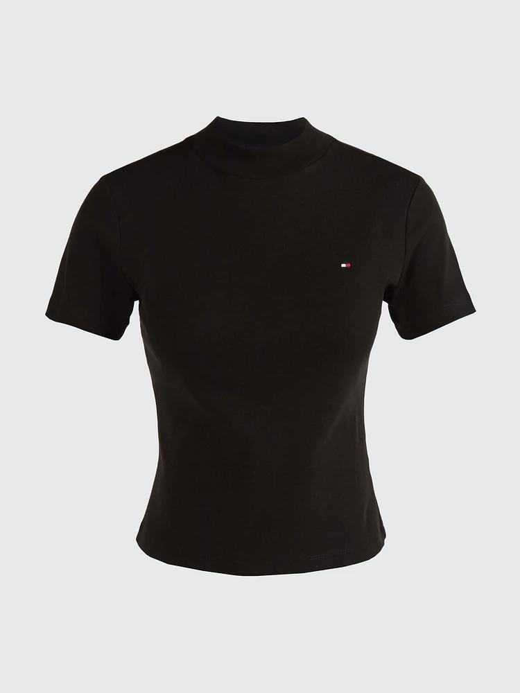 Playera con cuello perkins y corte cropped de mujer Tommy Hilfiger