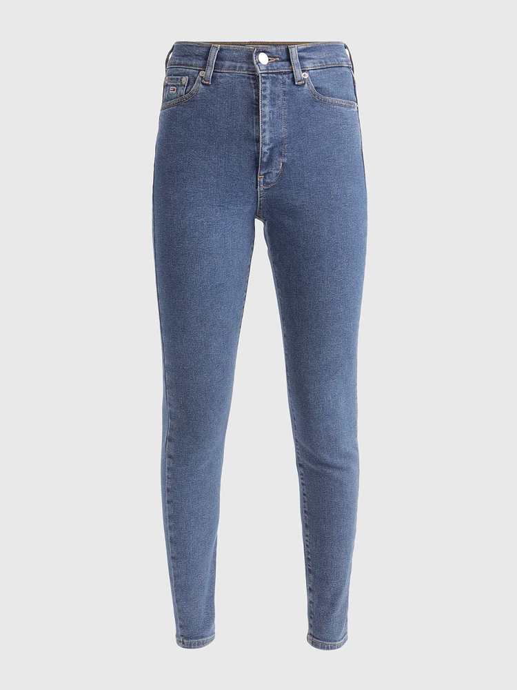 Jeans sylvia high super skinny con acabado deslavado de mujer Tommy