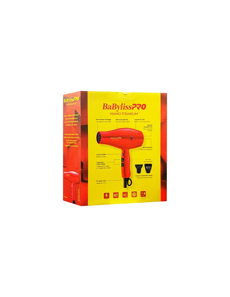 BabylissPro Nano Titanium Ionic Hairdryer Red - Out of Stock