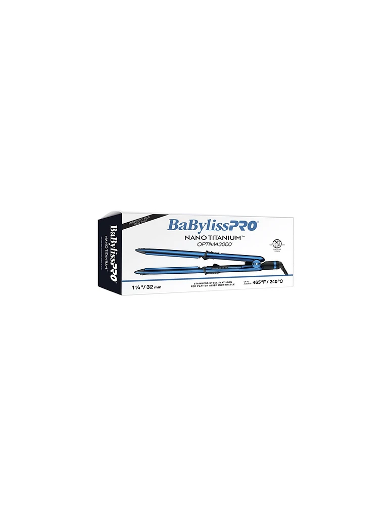 BabylissPro Nano Titanium Optima Stainless Steel Flat Iron Midnight Blue 1-1/4”