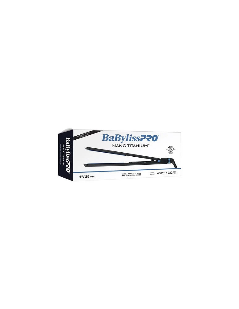 BabylissPro Nano Titanium Ultra Slim Flat Iron Midnight Blue 1"