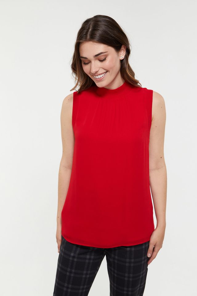 Sleeveless Top With Rib Detail