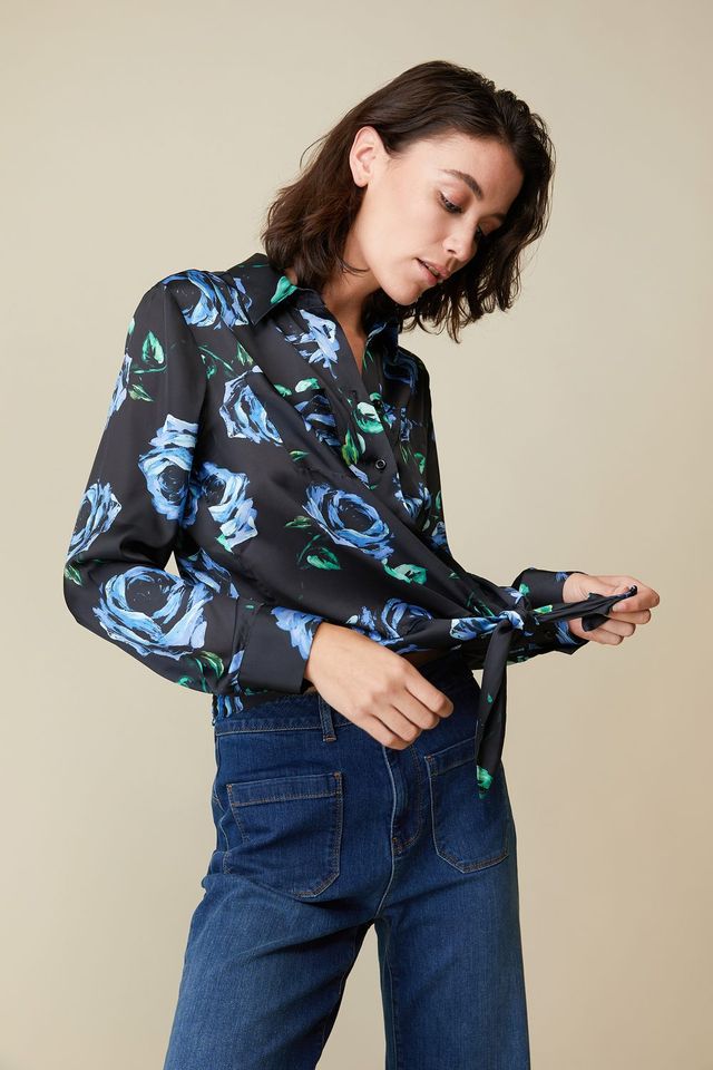Floral Printed Tied Front Shirt