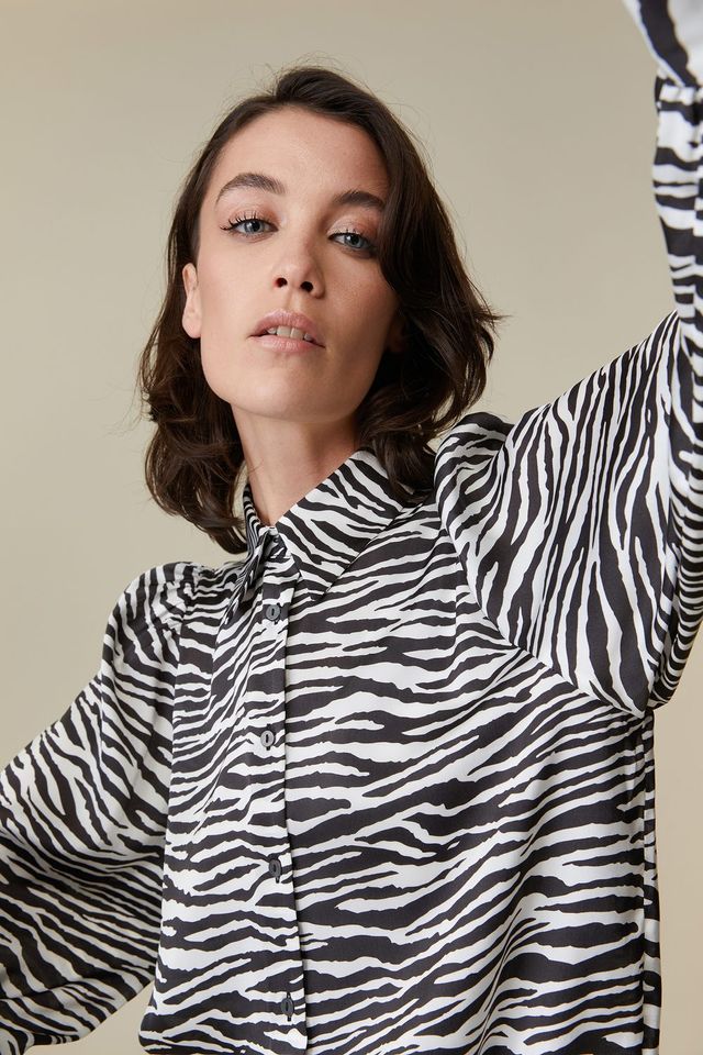 Zebra Print Blouse With Puffy