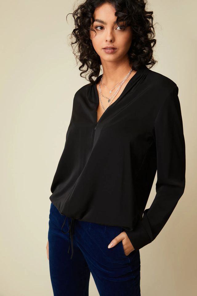 V Neck Blouse With Drawstring