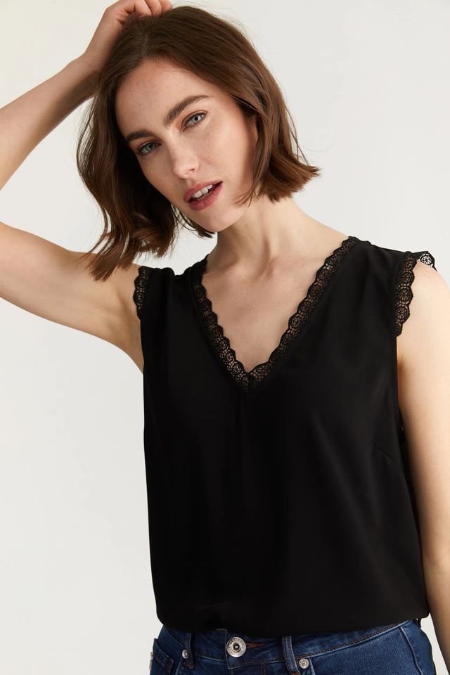 Sleeveless Top With Lace Detail