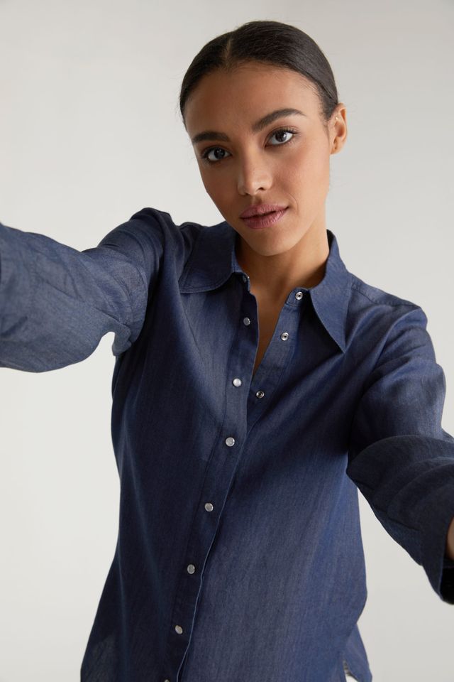 Tencel Shirt With Side Slits