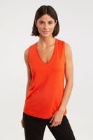 V Neck Top With Mesh Detail