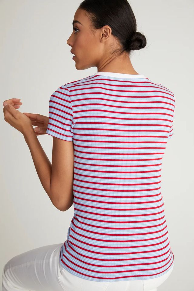 Crew Neck Striped Rib Top