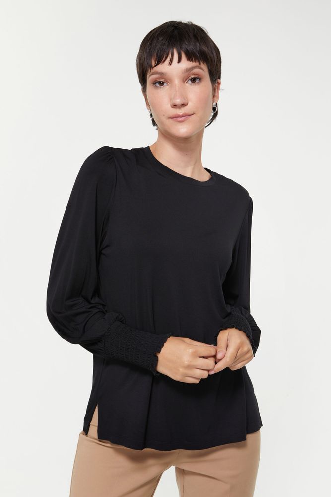 Jersey Top With Puffy Sleeves