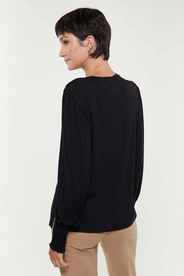 Jersey Top With Puffy Sleeves