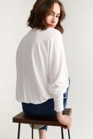 Dolman Sleeve Top With Buttons