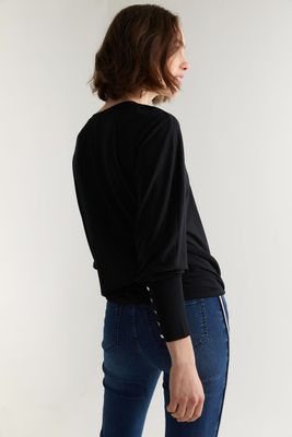 Dolman Sleeve Top With Buttons
