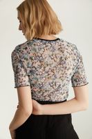 Floral Print Micro Mesh T-shirt