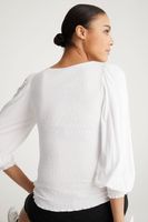 Puffy Sleeve Top With Ruched Body