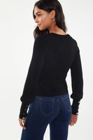 Ribbed Top With Puffy Sleeves