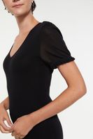 Short Sleeve Sweater With Sheer Detail