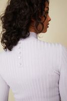 Mock Neck Rib Top With Placket At Back