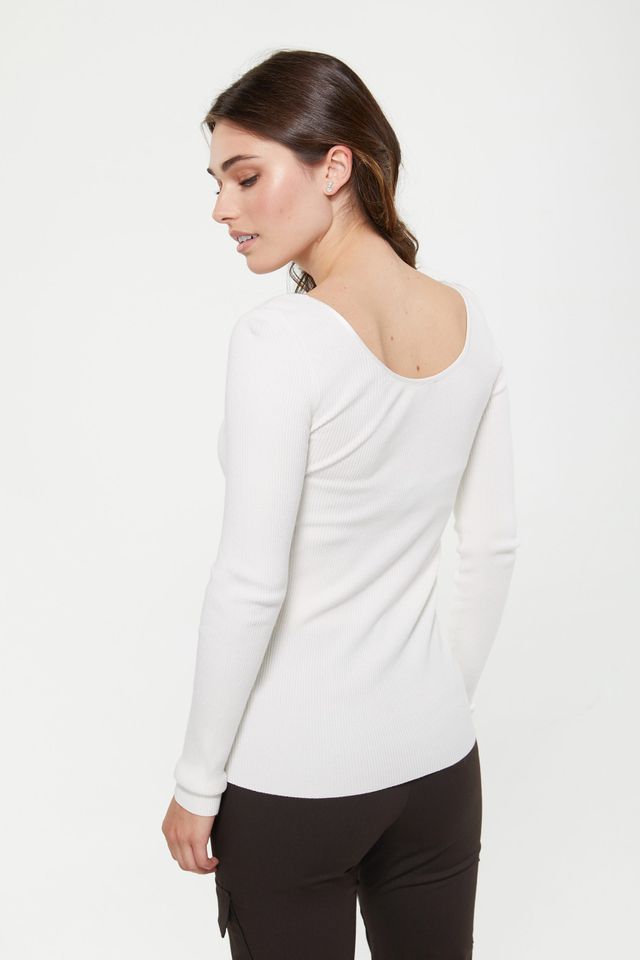 Sweetheart Neckline Rib Sweater