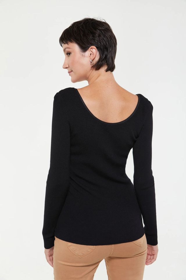 Sweetheart Neckline Rib Sweater