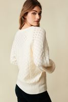 Pointelle Cardigan With Puffy Sleeves