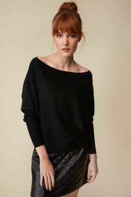 Off Shoulder Sweater With Beading