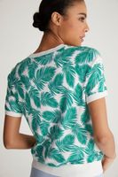 Tropical Print Short Sleeve Sweater