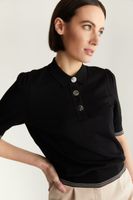 Top With Polo Collar & Puffy Sleeves