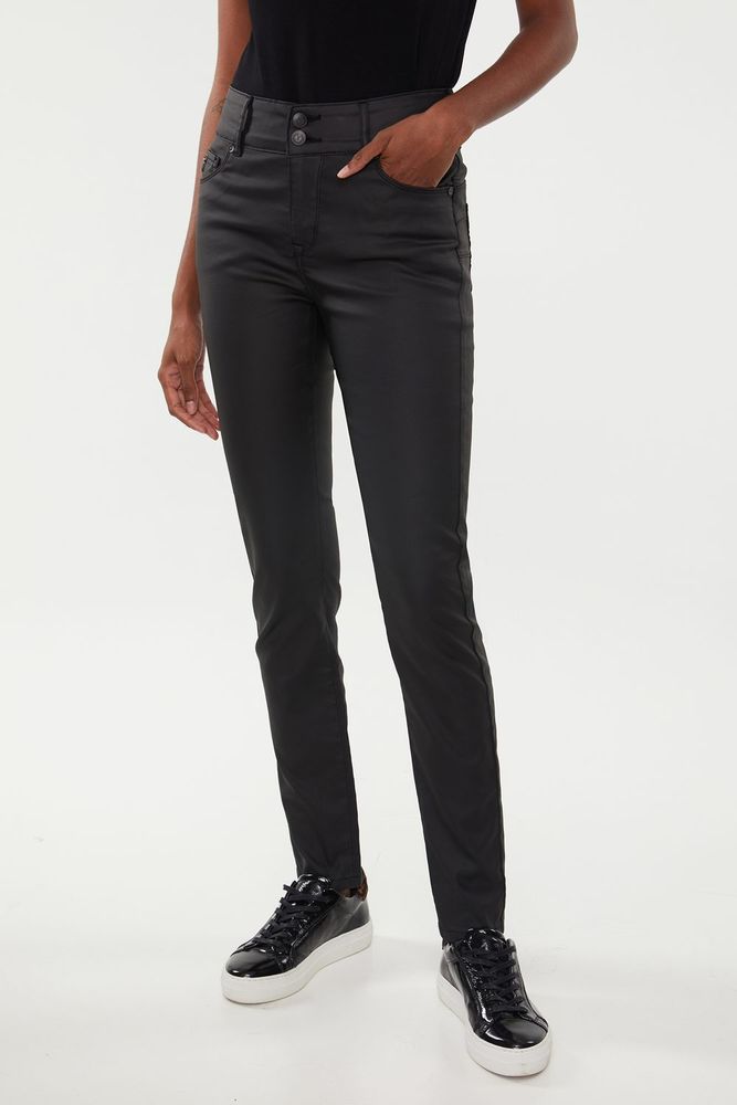 Coated Push Up High Waist Slim Pant