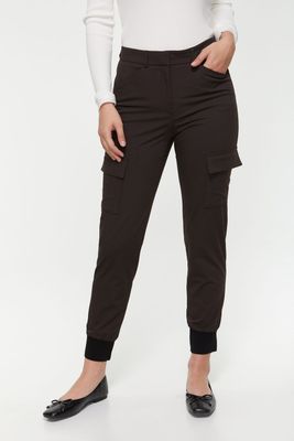 High Waist Cargo Pant With Ribbed Cuff