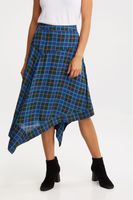 Long Plaid Asymmetric Skirt