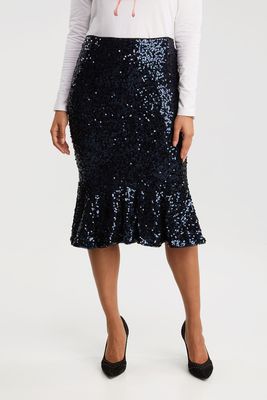 Sequin Skirt With Frill