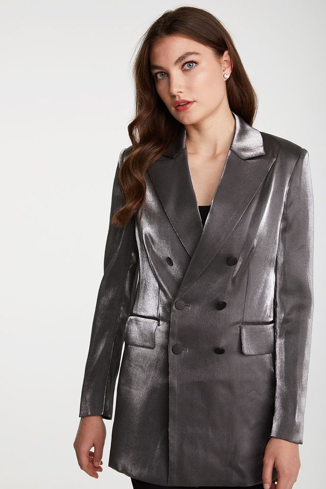 Long Metallic Blazer