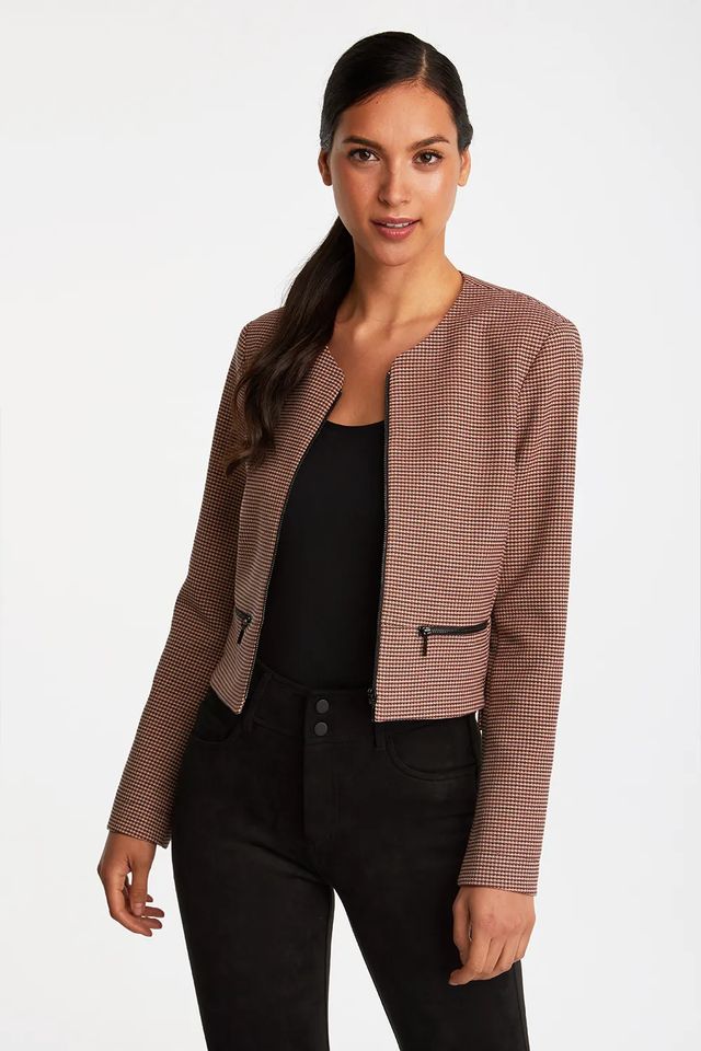 Jacquard Blazer With Zips