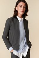 Basic Bomber Jacket With Rib Collar