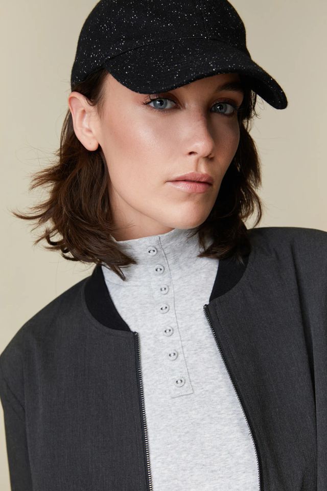 Basic Bomber Jacket With Rib Collar