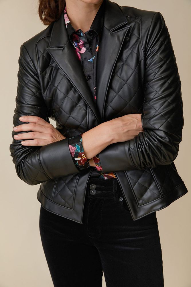 Vegan Leather Quilted Jacket