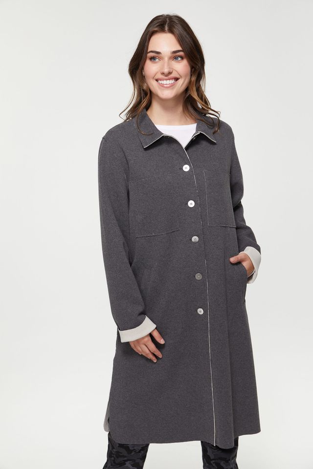 Long Coat With Raw Edge Detail