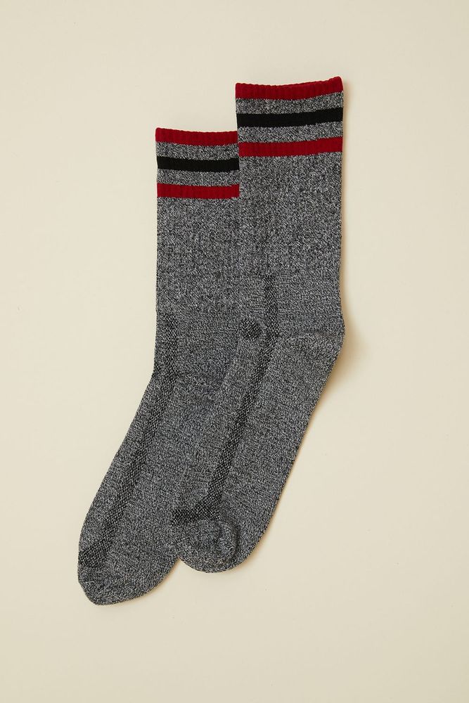 Two Tone Rib Socks With Stripe