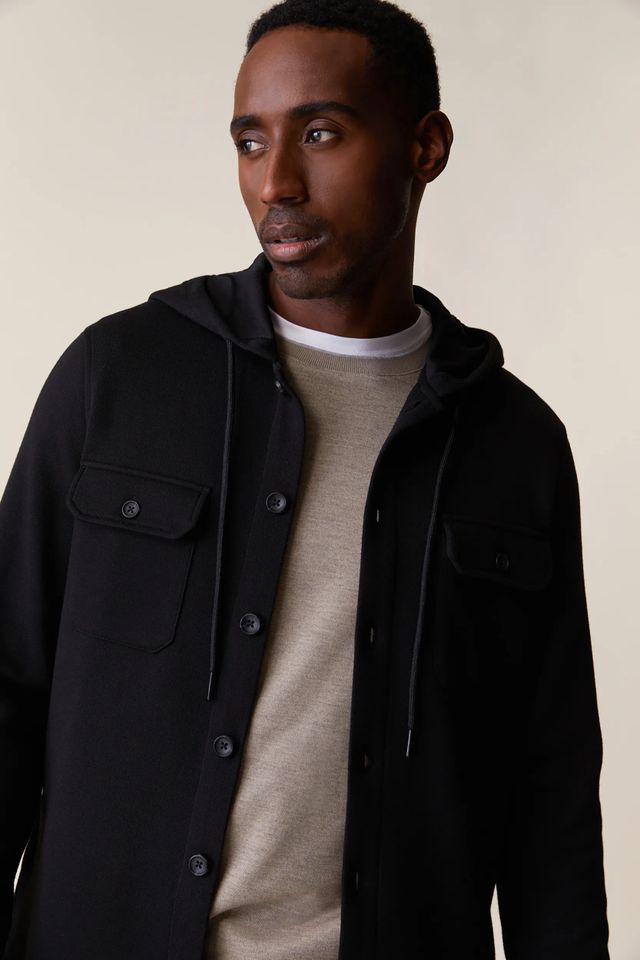 Hooded Overshirt With Flap Pockets