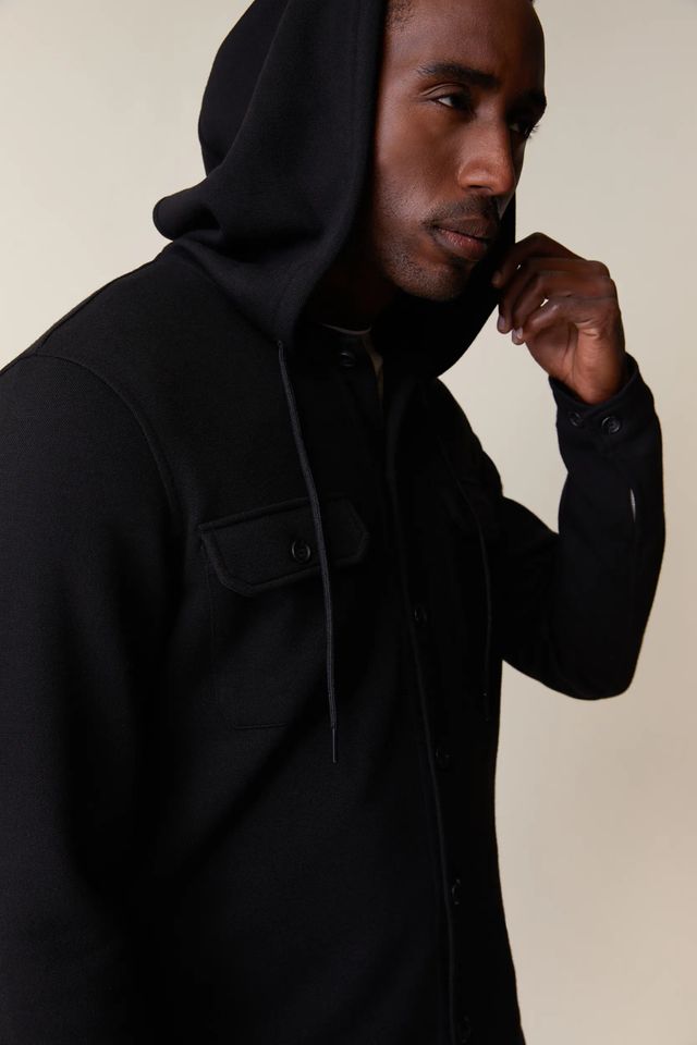 Hooded Overshirt With Flap Pockets